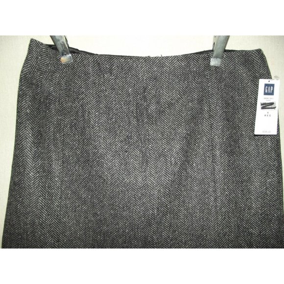 The Gap 4 Gray Black Charcoal Herringbone Tweed Lined Tulip Bell Skirt business - Picture 2 of 8
